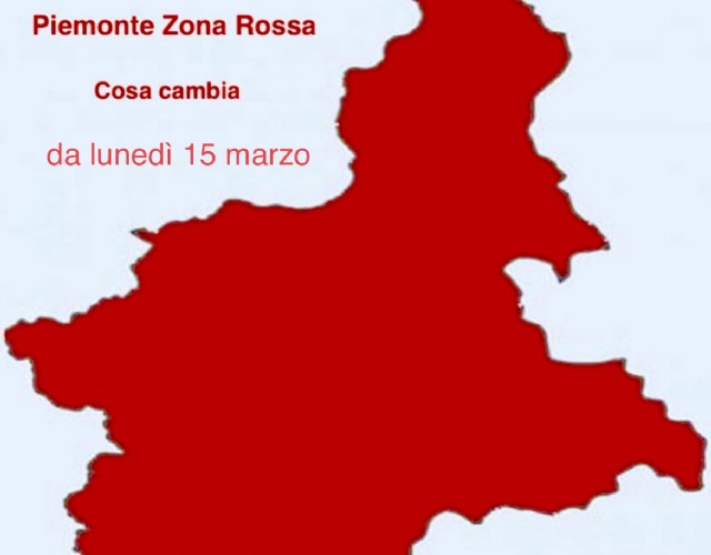 Piemonte Zona Rossa: da lunedì 15 marzo fino al 6 aprile. Indice Rt a 1,41
