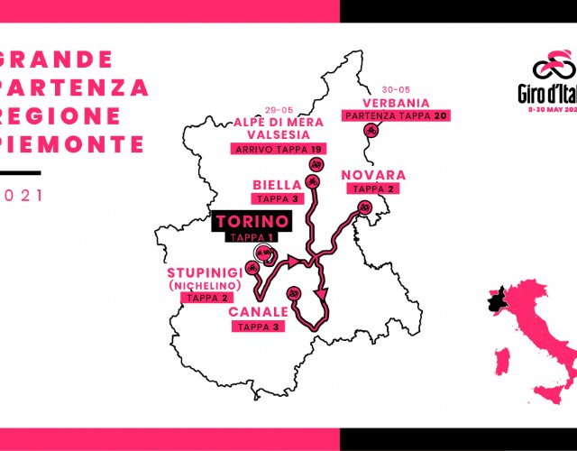 Ecco il percorso completo del Giro d'Italia in Piemonte. Si parte l'8 maggio