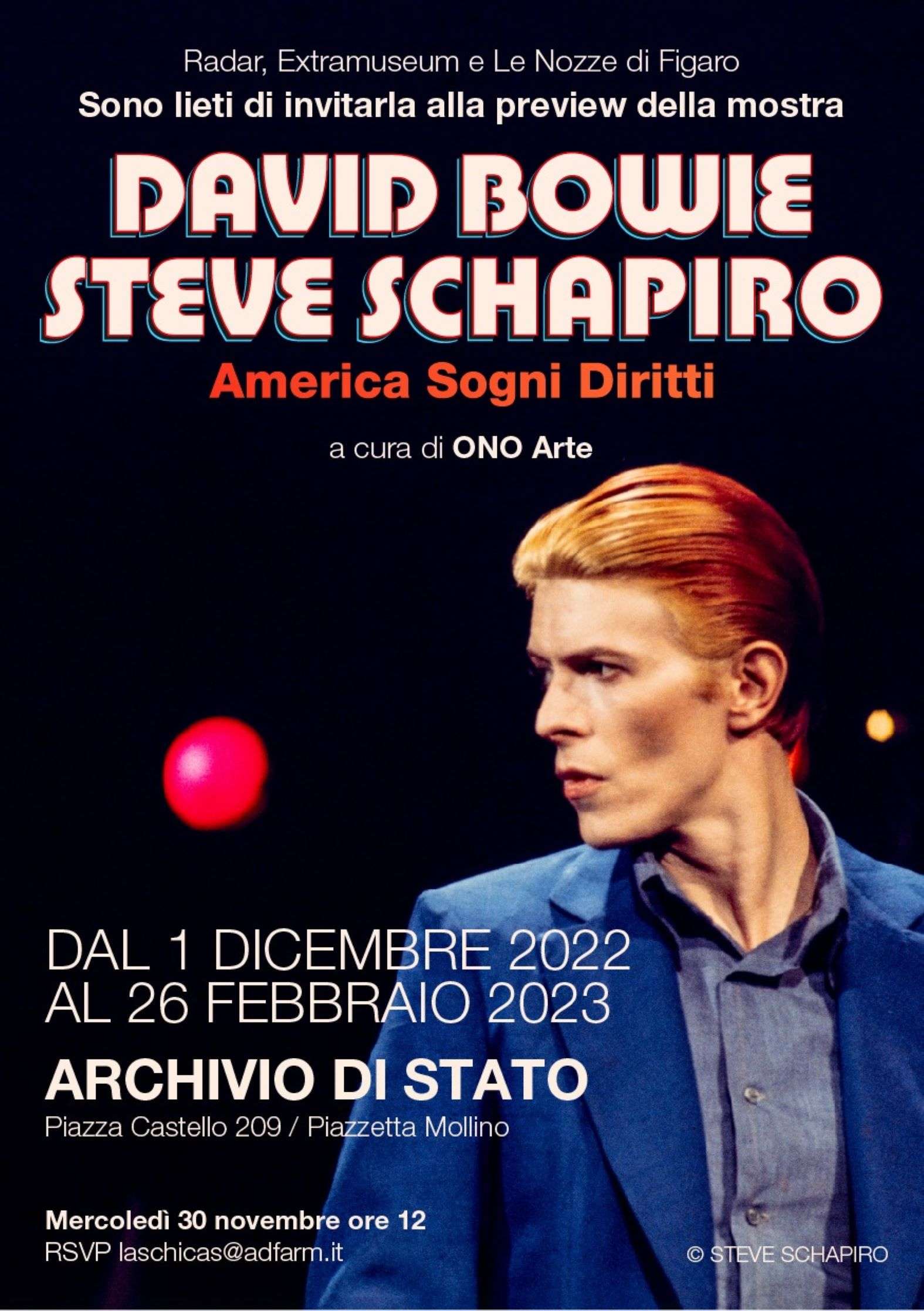 Dal 1° dicembre la mostra su David Bowie con le fotografie di Steve Shapiro