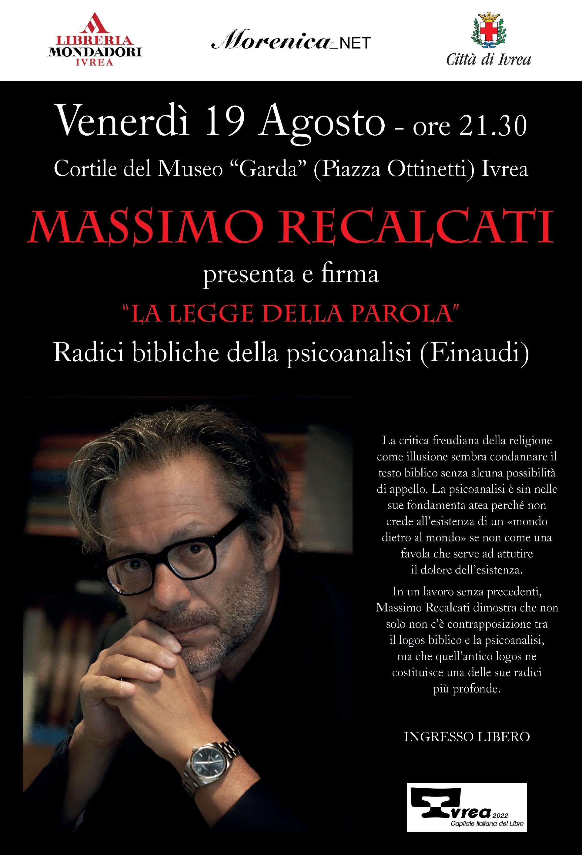 Un venerdì a tu per tu con Massimo Recalcati in occasione di Ivrea Capitale del Libro